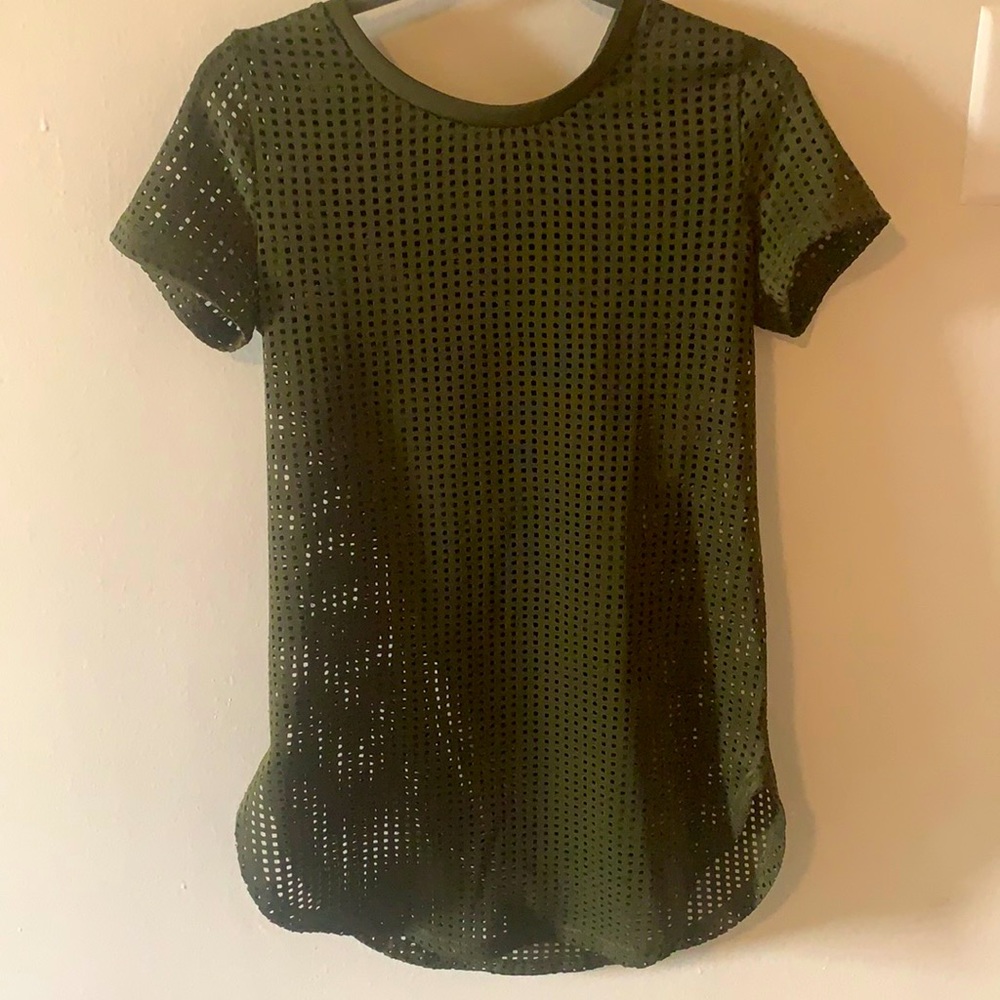 Dark Green. Geometric Sheer Dress.